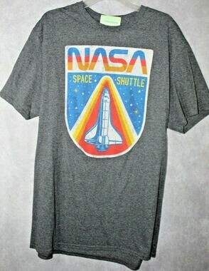 NASA FIFTHSUN Shirt Mens L Gray Short Sleeve Graphic Crewneck Cotton Blend